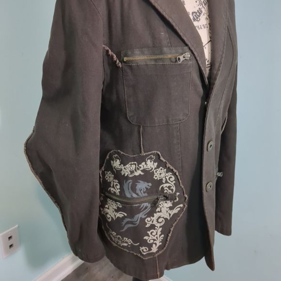 191 Unlimited medium jacket patchwork blazer steampunk brown - Picture 5 of 7